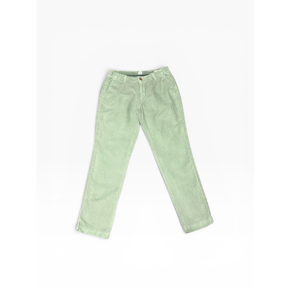 Gap Flare Girlfriend Chino Pants Women’s 2/26 Linen Cotton Green Trousers